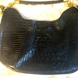 Brahmin Black Carmela Melbourne Bag Large Croc Pattern